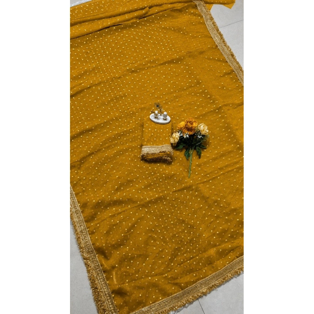 Women's Silk Embellished Saree — Yellow