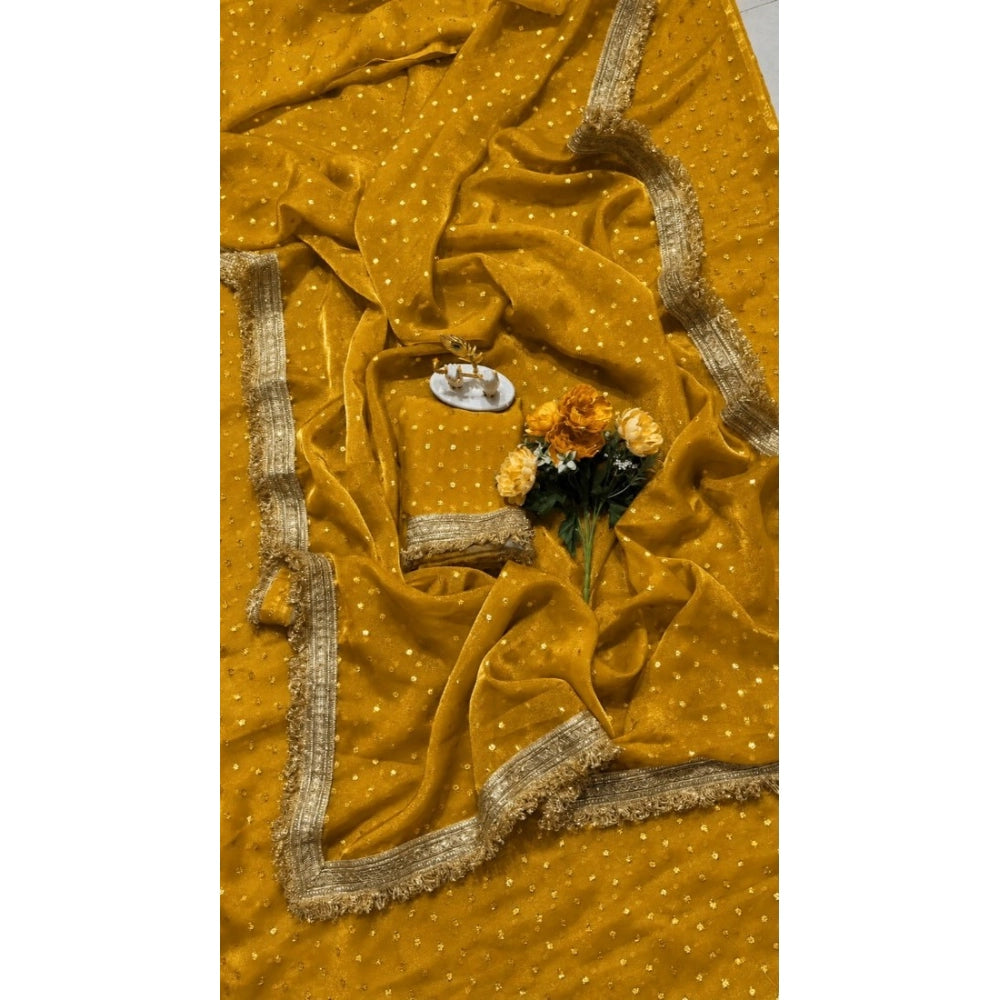 Women's Silk Embellished Saree — Yellow