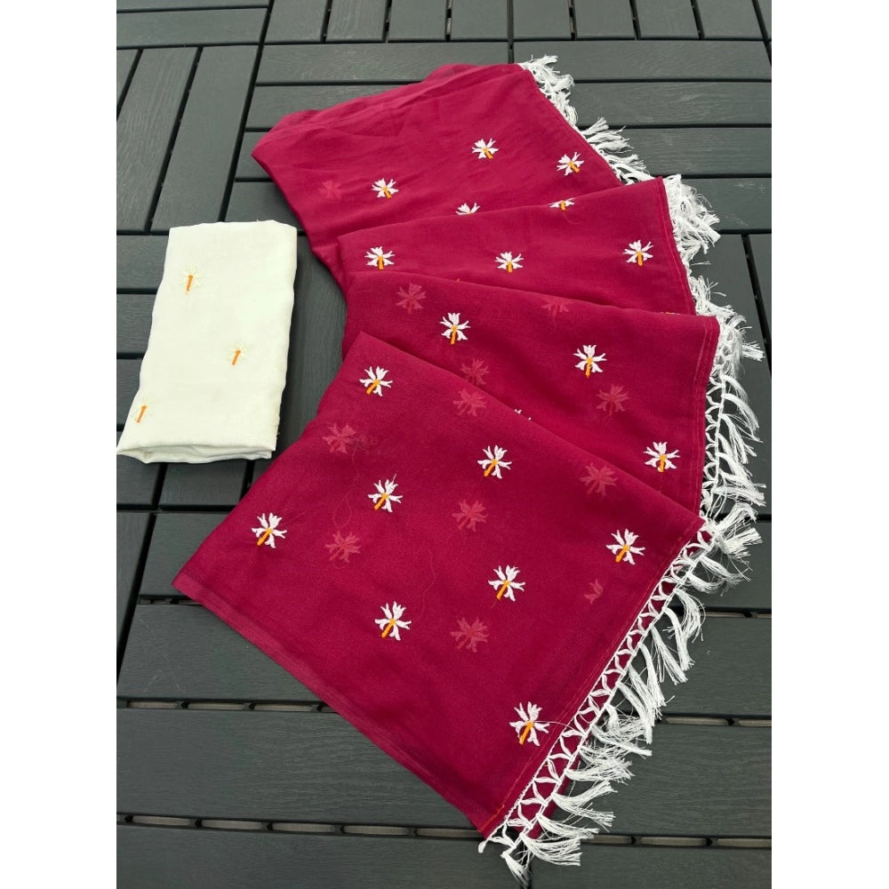 Women's Georgette Embellished Saree — Pink