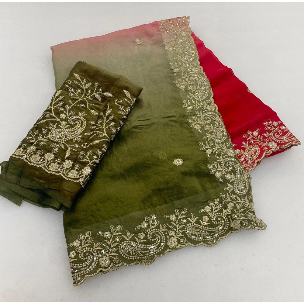 Women's Satin Embellished Saree · 2660