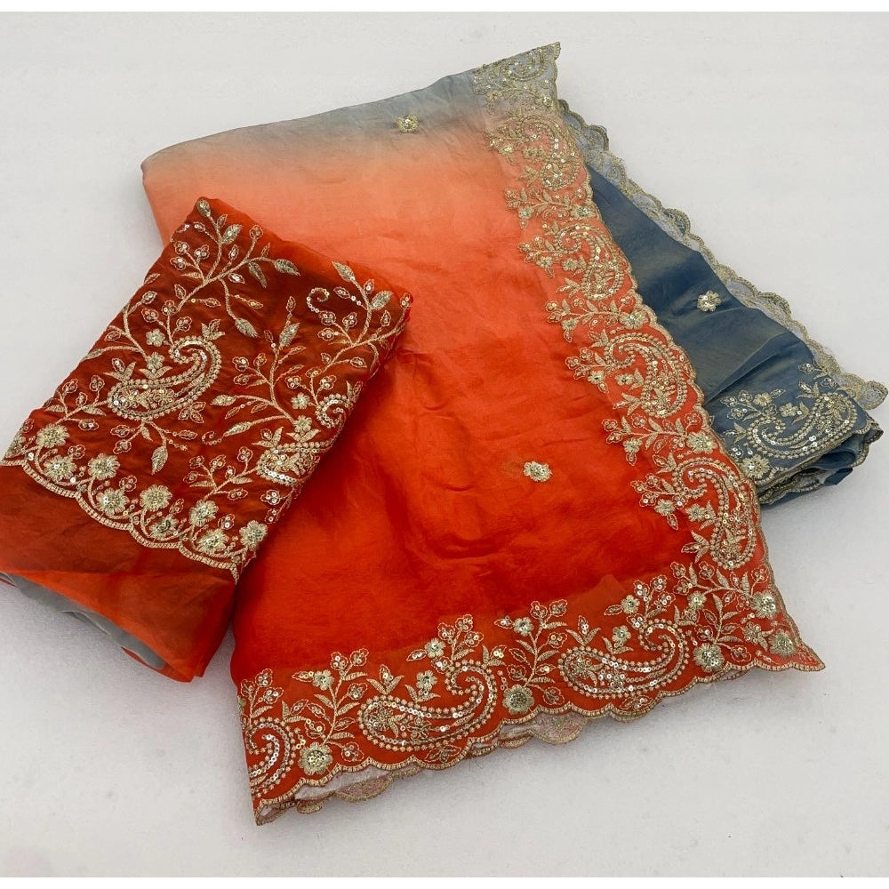 Women's Satin Embellished Saree · 2661