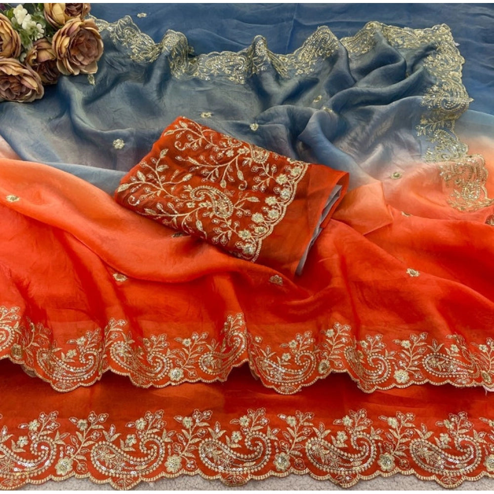 Women's Satin Embellished Saree · 2661