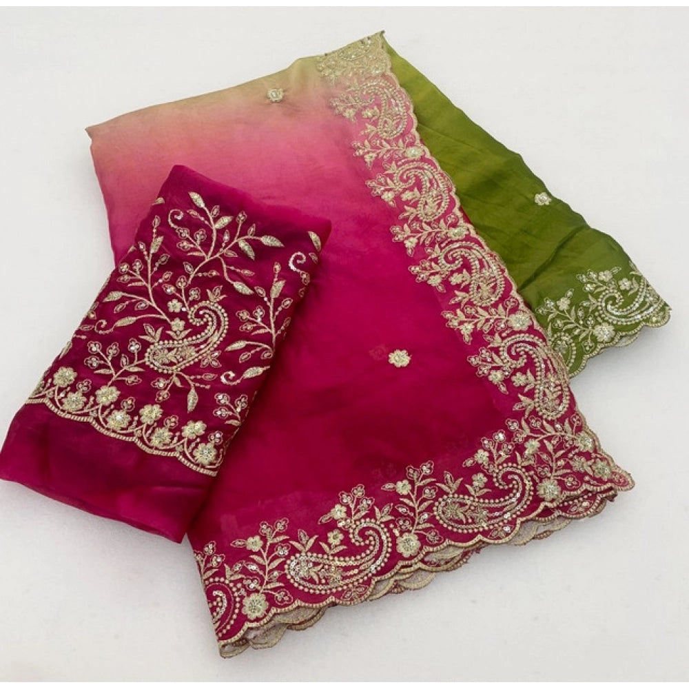 Women's Satin Embellished Saree · 2662
