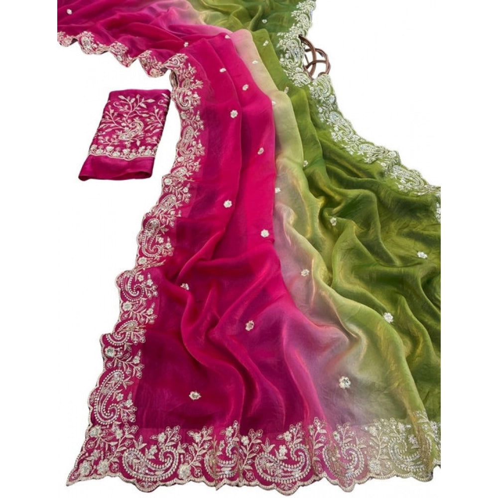 Women's Satin Embellished Saree · 2662