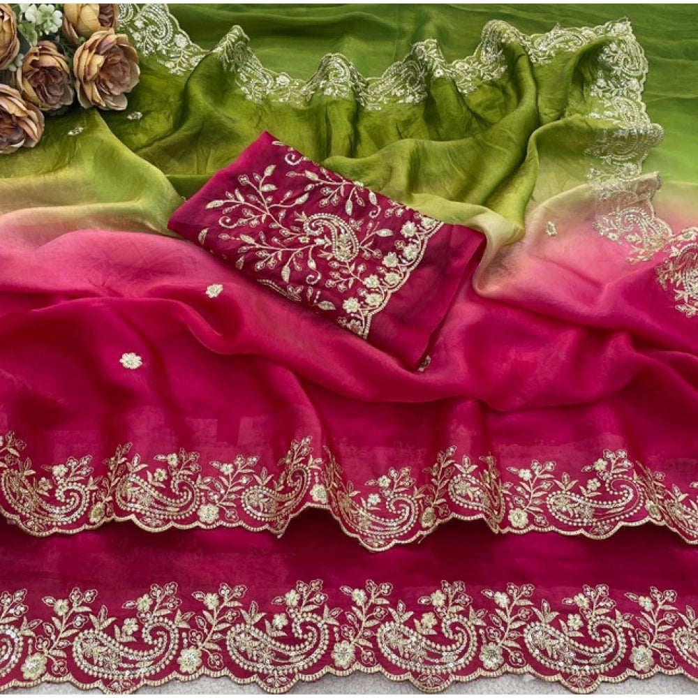 Women's Satin Embellished Saree · 2662