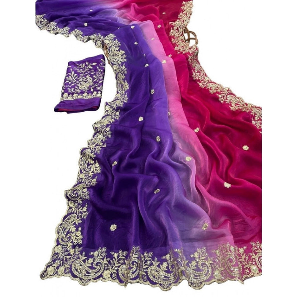 Women's Satin Embellished Saree · 2663