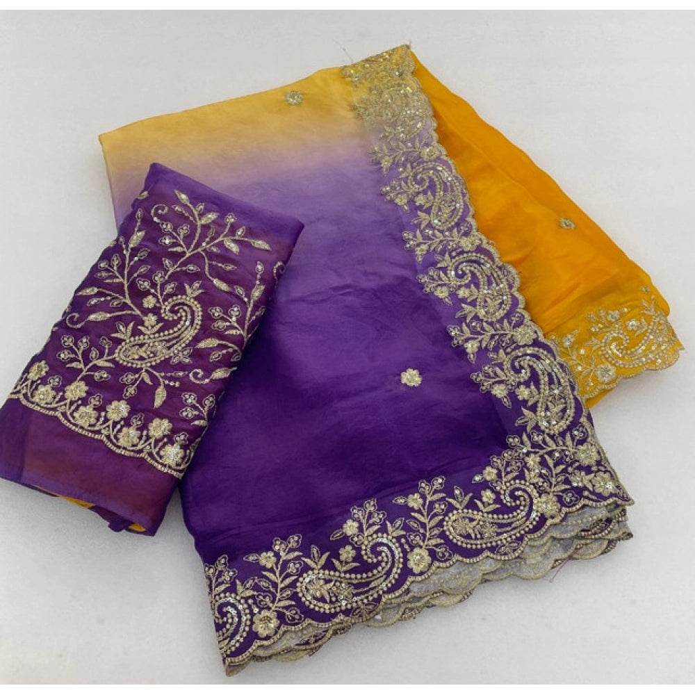 Women's Satin Embellished Saree · 2665