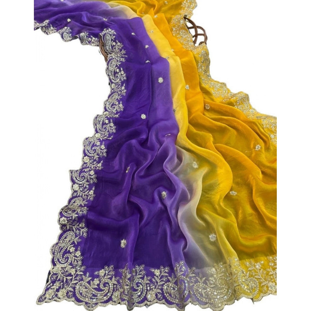 Women's Satin Embellished Saree · 2665