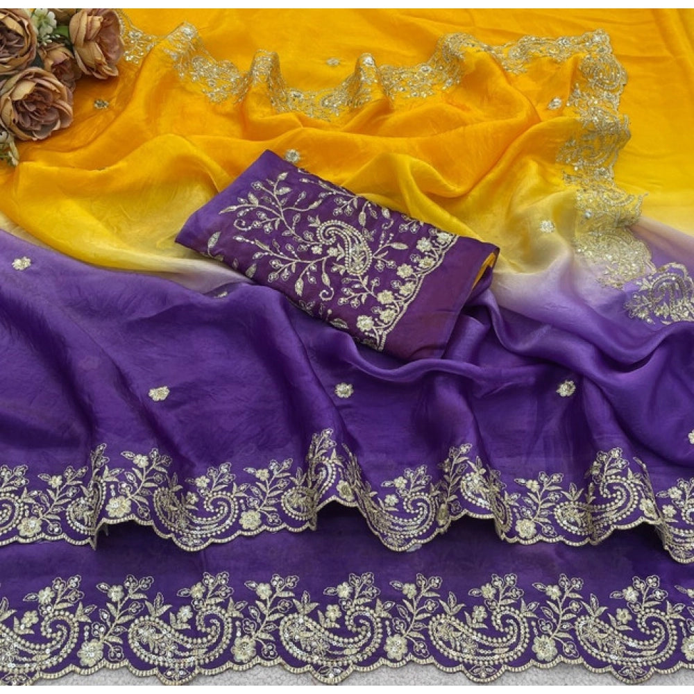 Women's Satin Embellished Saree · 2665
