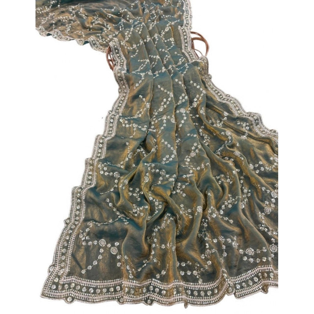 Women's Silk Embellished Saree — Green · 2681
