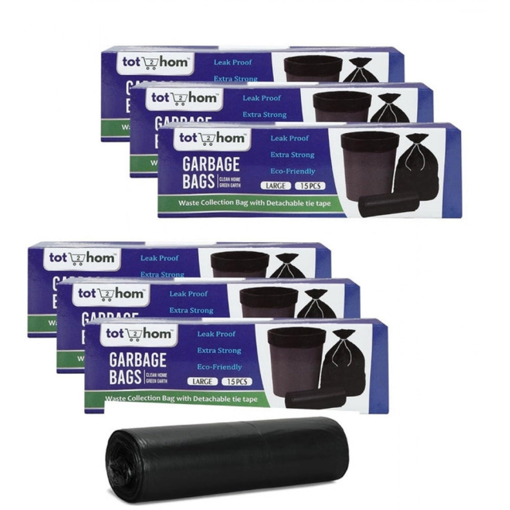 25×30in Garbage Bags · Pack of 6 — Black