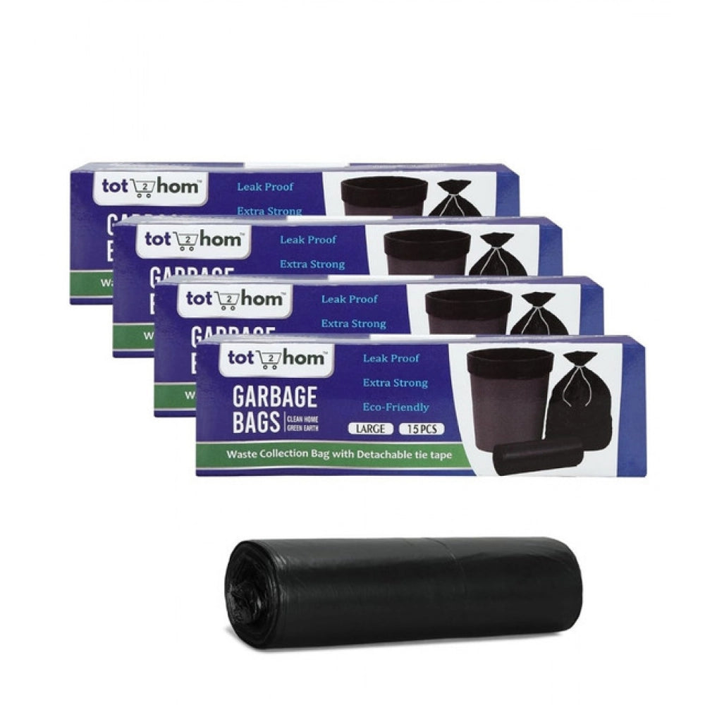 25×30in Garbage Bags · Pack of 4 — Black