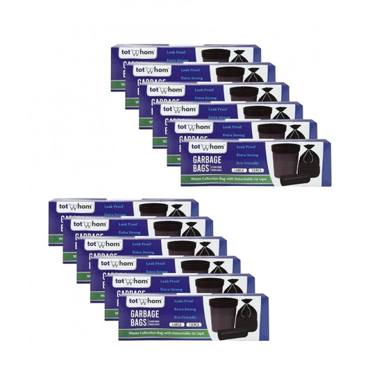 25×30in Garbage Bags · Pack of 12 — Black