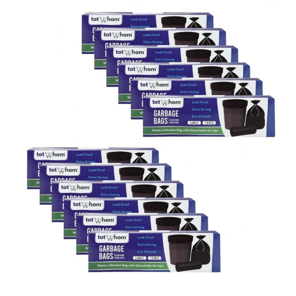 25×30in Garbage Bags · Pack of 12 — Black