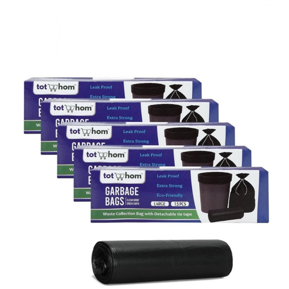 25×30in Garbage Bags · Pack of 5 — Black