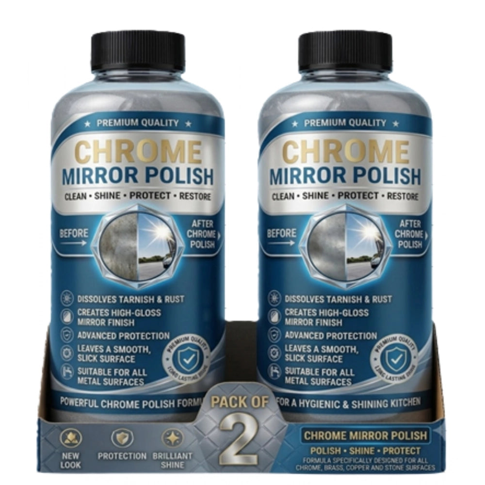 Chrome Mirror Polish Liquid Bottles 100 mls · Pack of 2