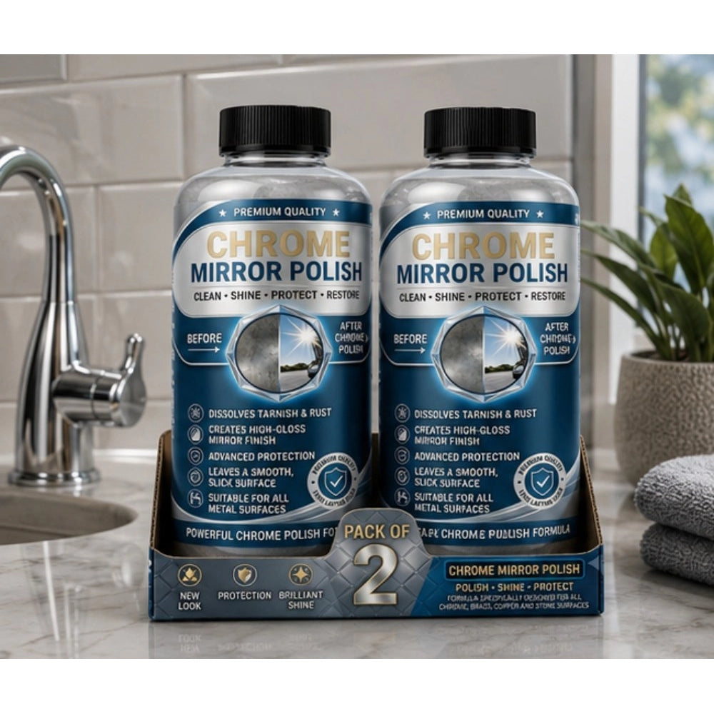 Chrome Mirror Polish Liquid Bottles 100 mls · Pack of 2