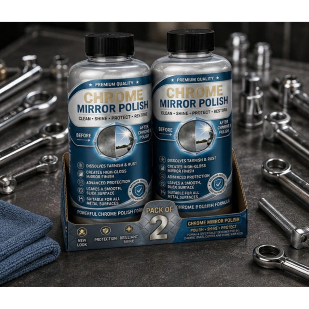 Chrome Mirror Polish Liquid Bottles 100 mls · Pack of 2