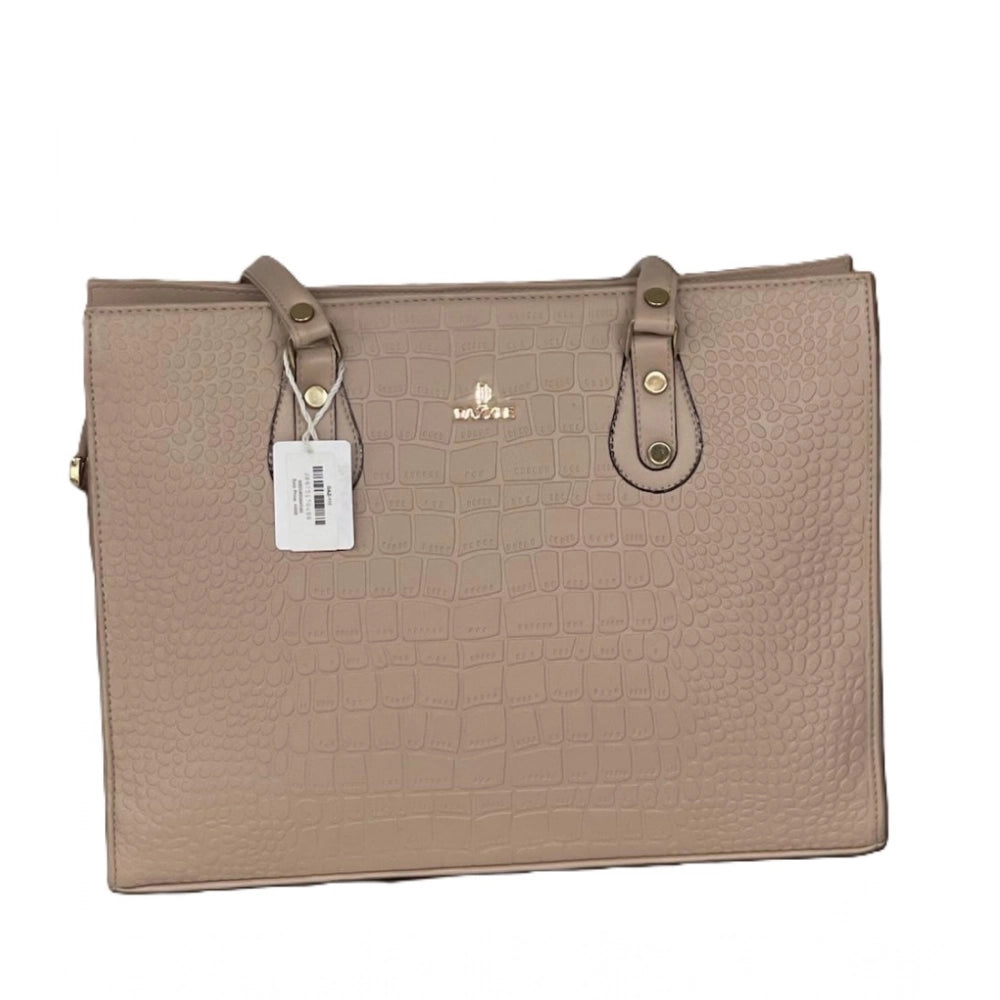 Women's Croco Shoulder Tote Bag — Beige