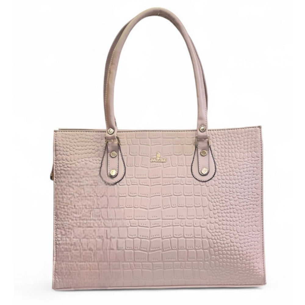 Women's Croco Shoulder Tote Bag — Beige