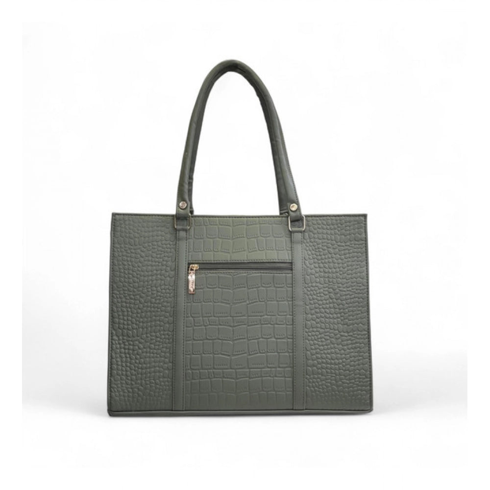Women's Croco Shoulder Tote Bag — Green