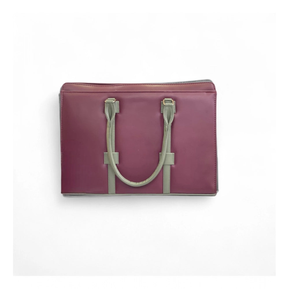 Women's Solid Structured Shoulder Tote Handbag — Burgundy-Gray