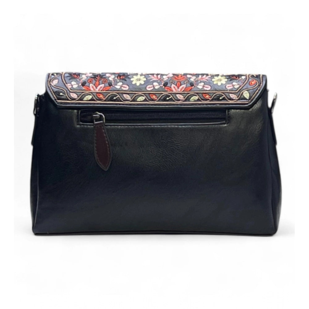 Women's Floral Embroidered Crossbody Sling Bag — Black · 2789