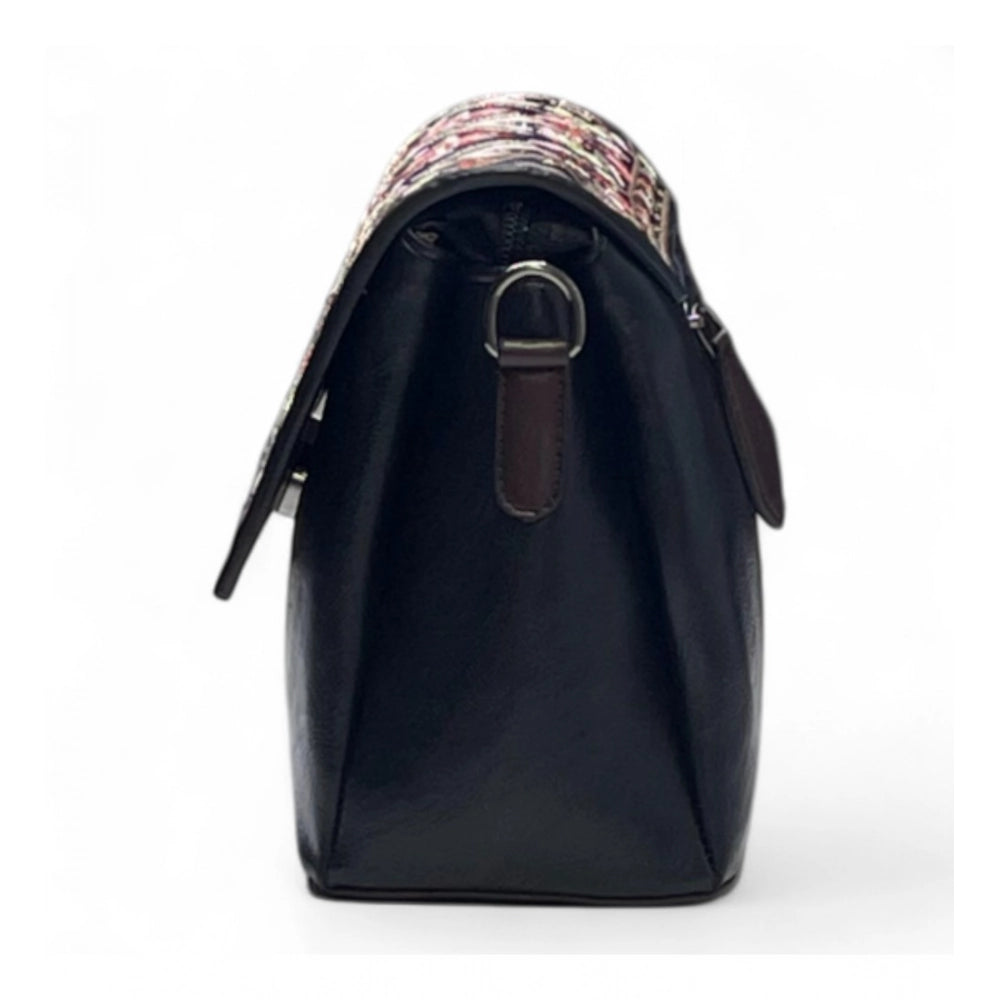 Women's Floral Embroidered Crossbody Sling Bag — Black · 2789