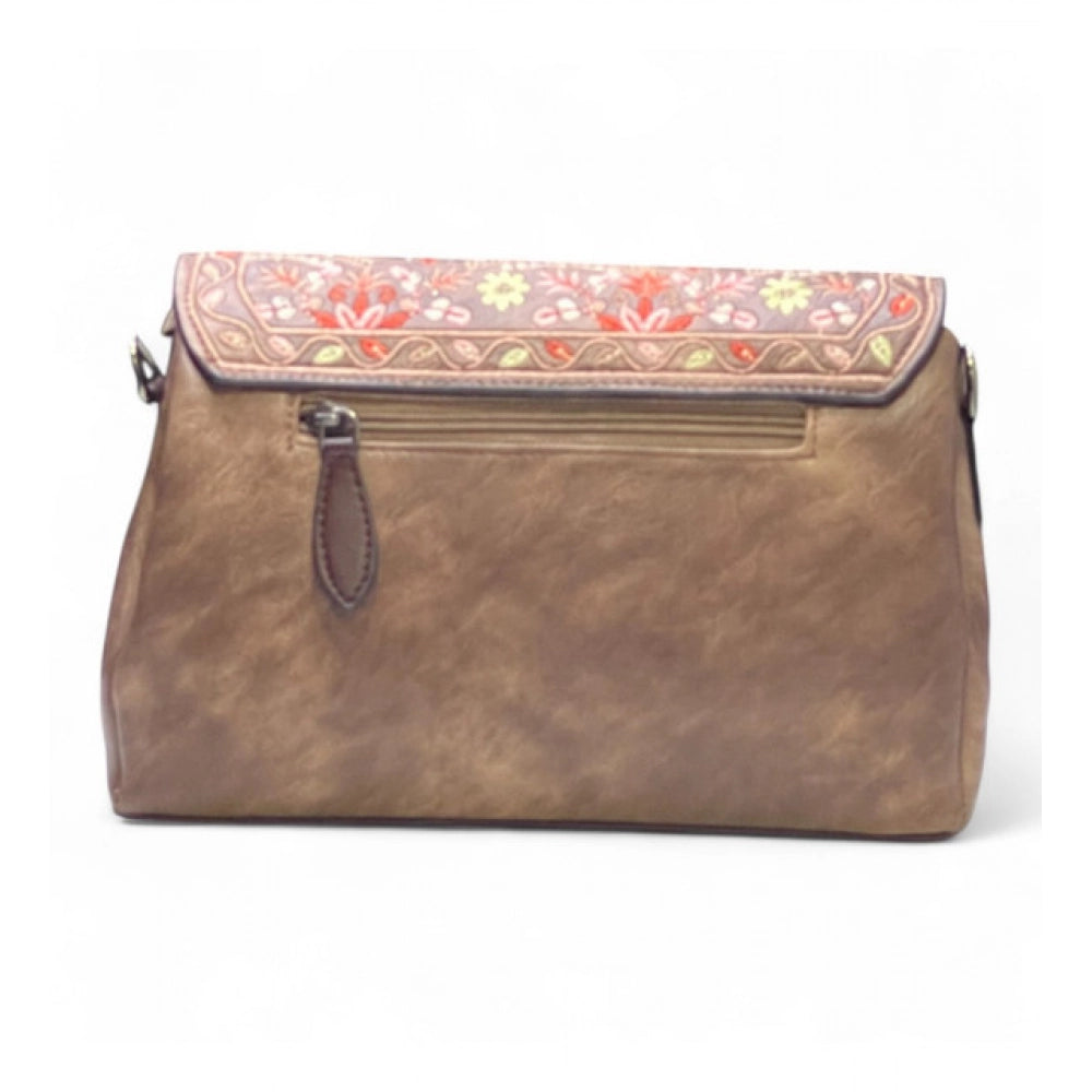 Women's Floral Embroidered Crossbody Sling Bag — Brown · 2790