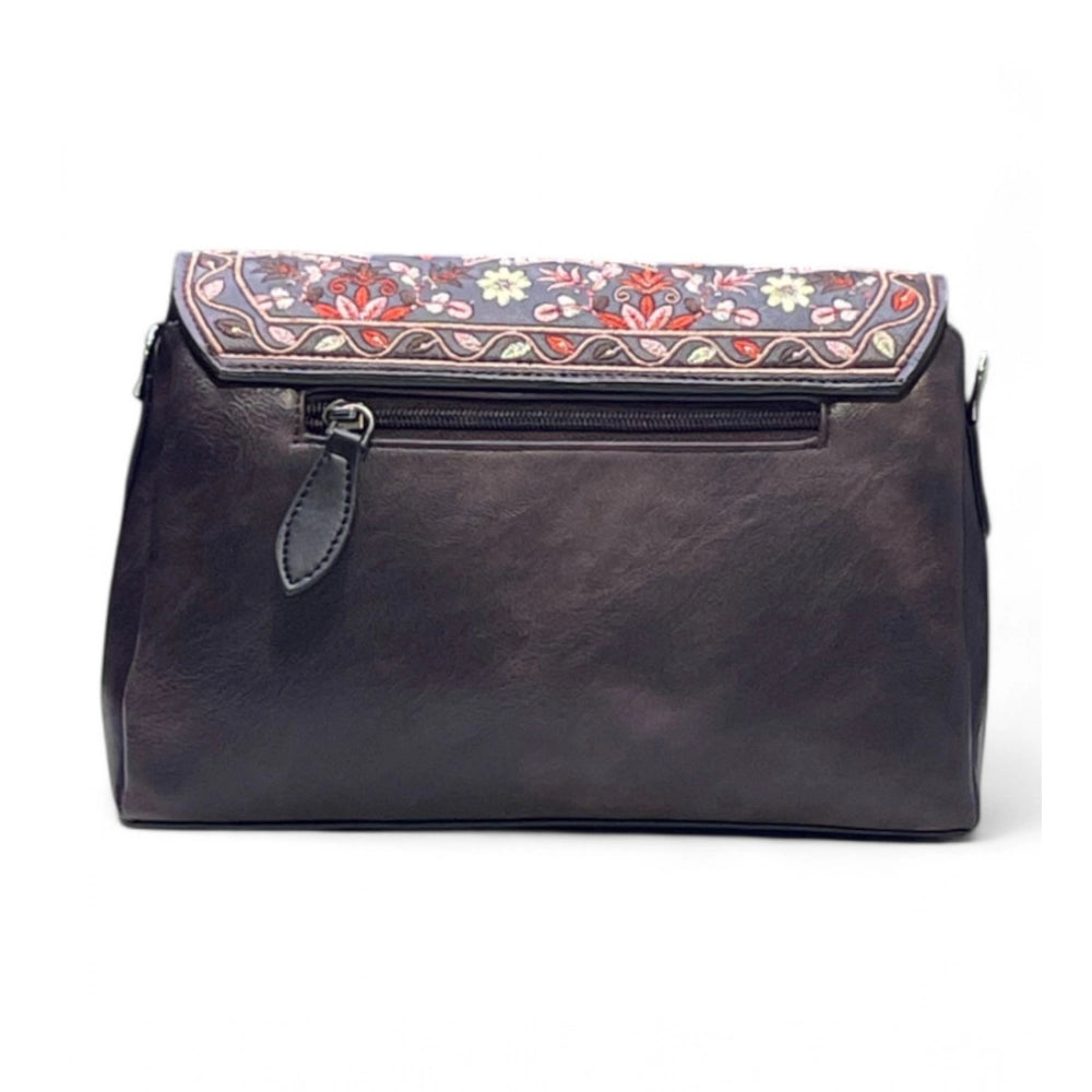 Women's Floral Embroidered Crossbody Sling Bag — Coffee · 2791