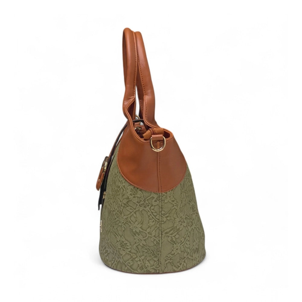 Women's Textured Two Tone Tote Handbag — Green