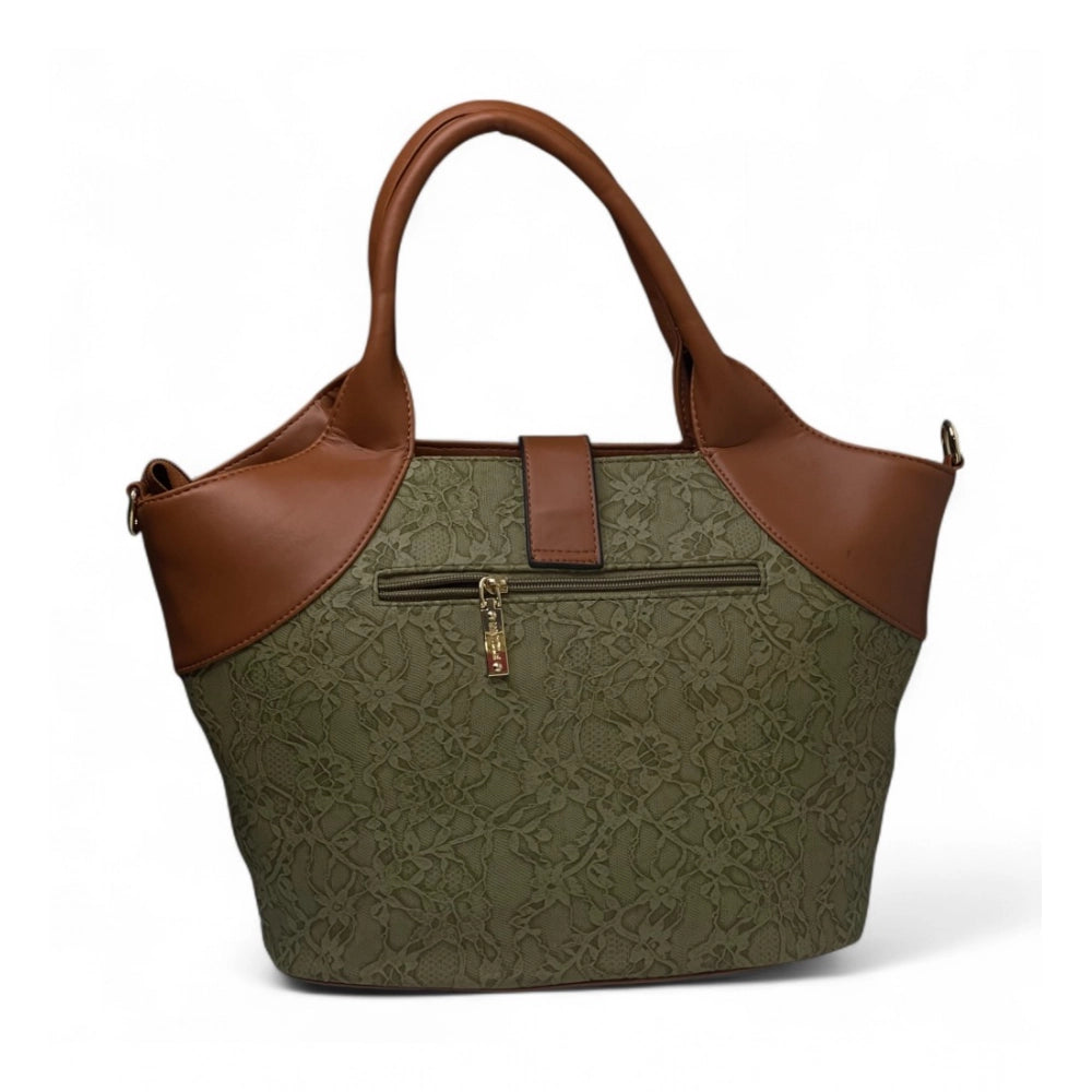 Women's Textured Two Tone Tote Handbag — Green