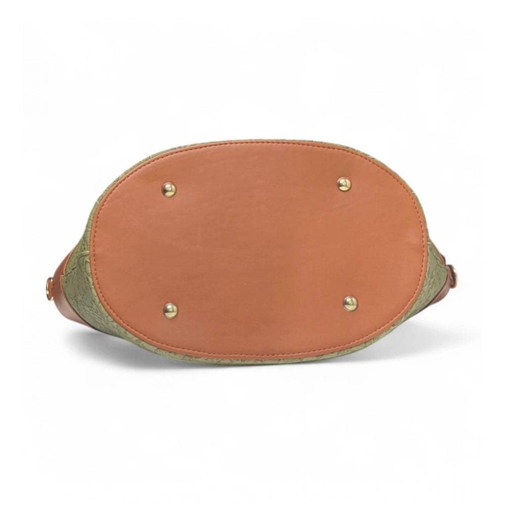 Women's Textured Two Tone Tote Handbag — Green