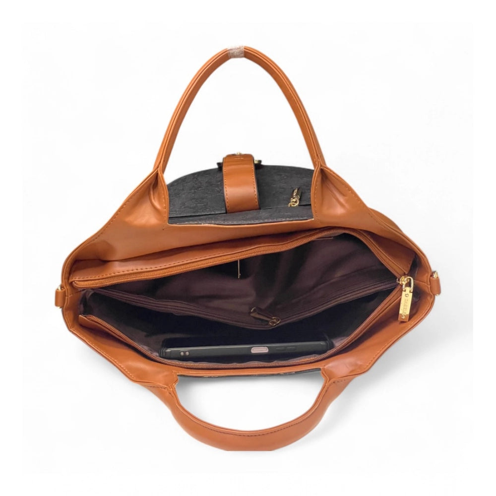 Women's Textured Two Tone Tote Handbag — Green