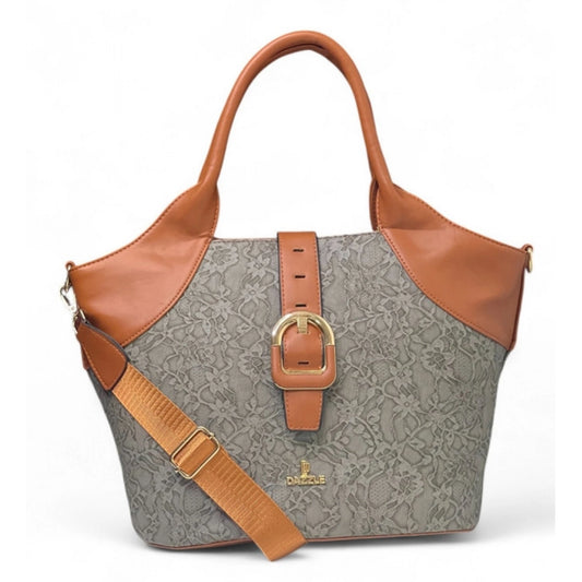Women's Textured Two Tone Tote Handbag — Grey
