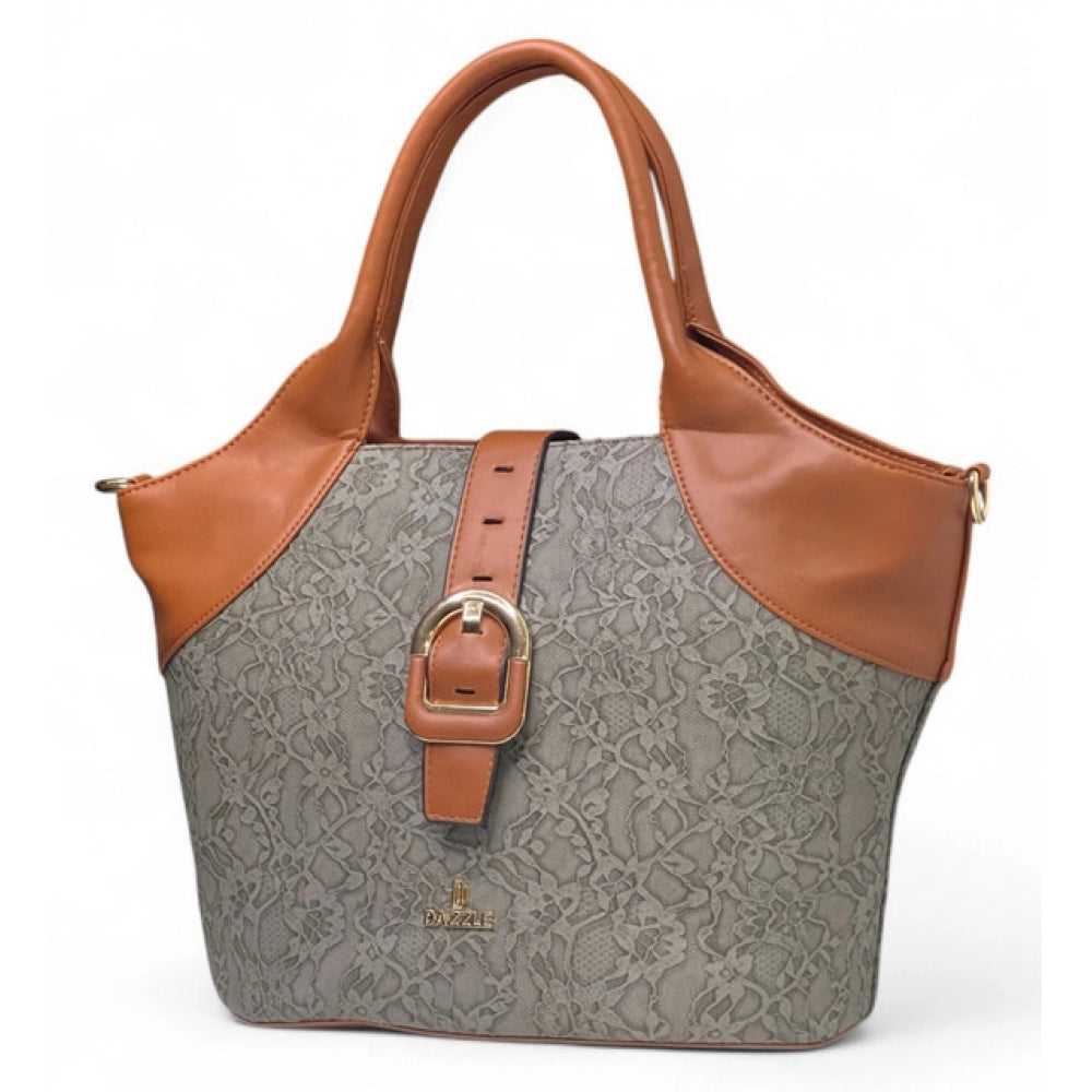 Women's Textured Two Tone Tote Handbag — Grey
