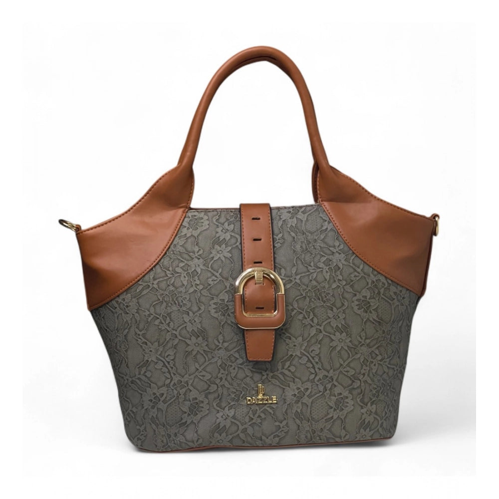Women's Textured Two Tone Tote Handbag — Grey