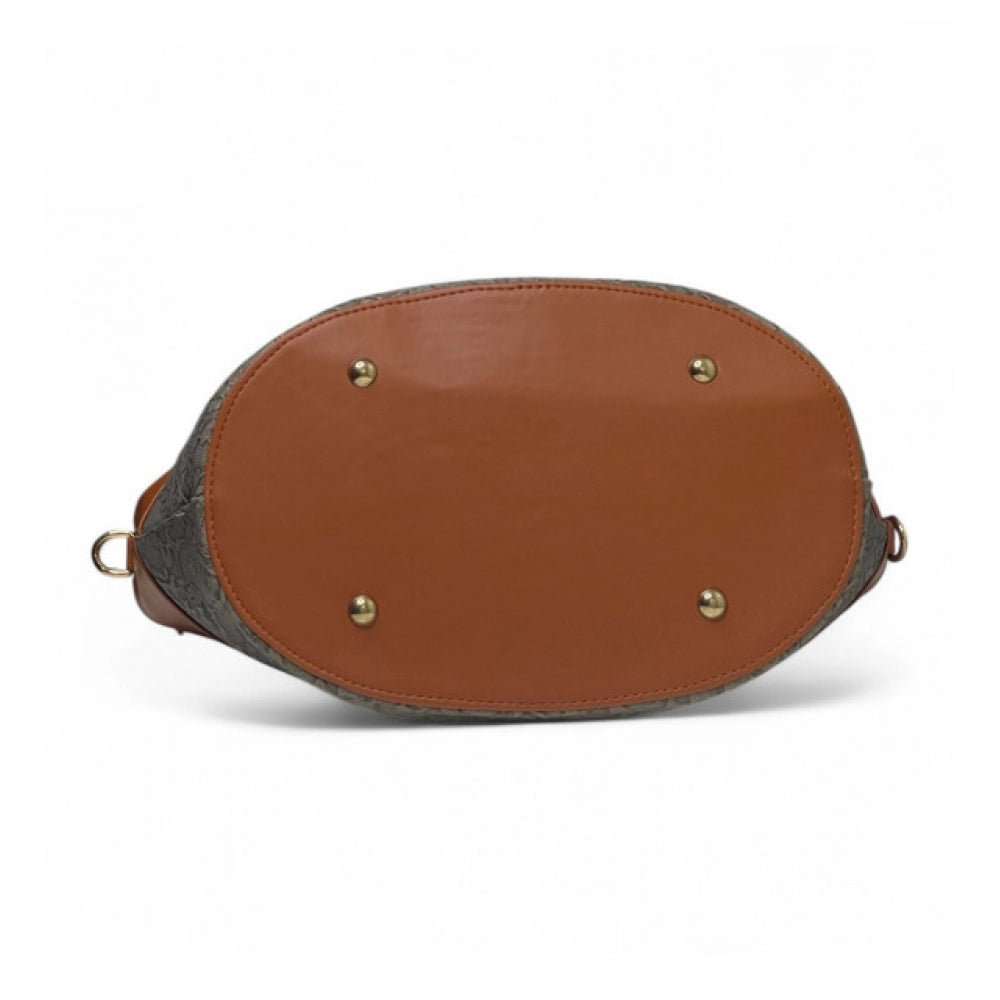 Women's Textured Two Tone Tote Handbag — Grey