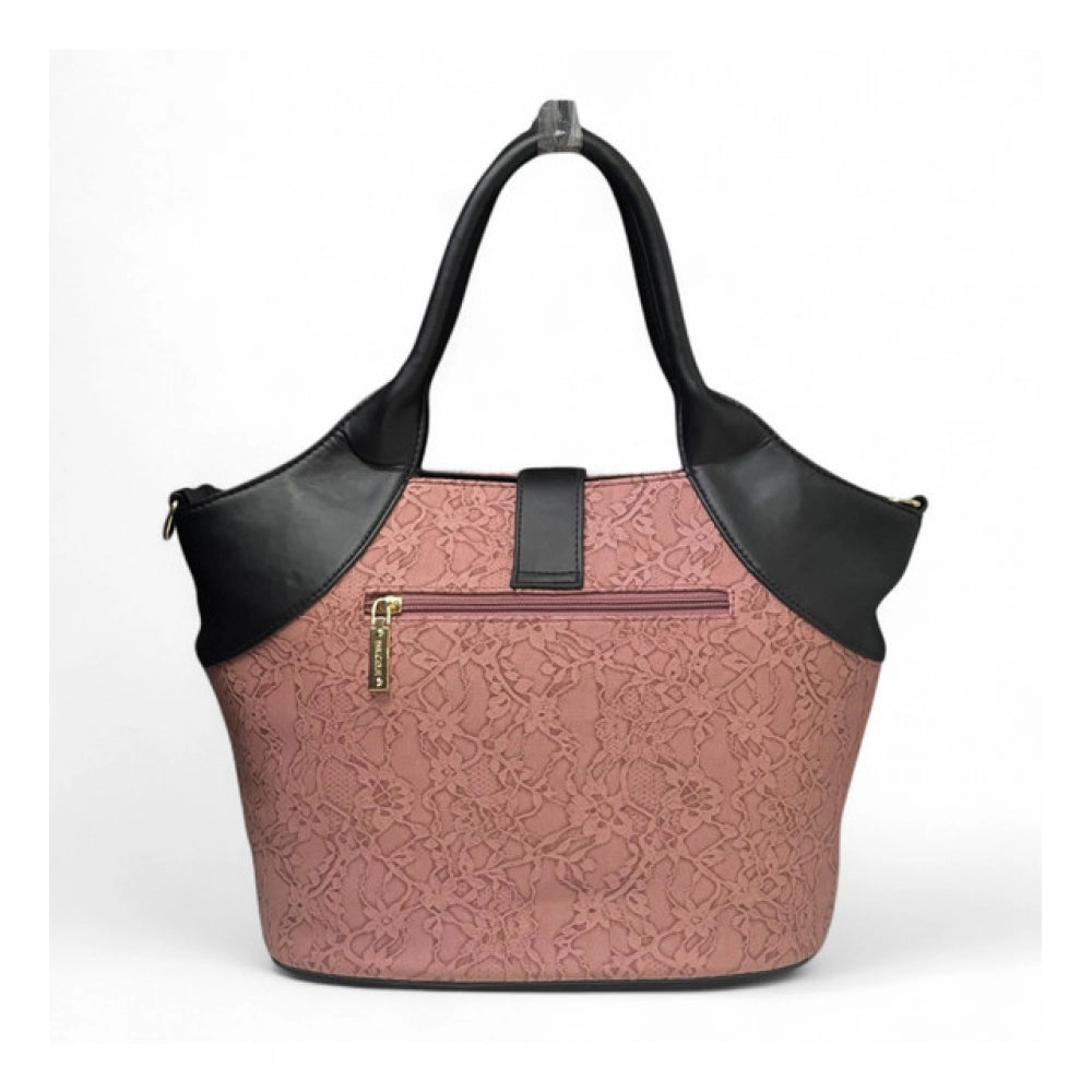 Women's Textured Two Tone Tote Handbag — Pink