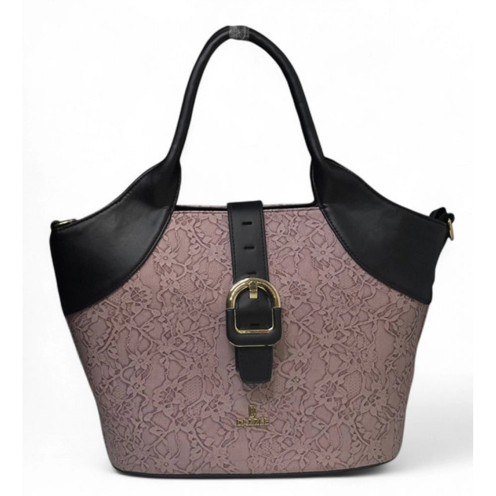 Women's Textured Two Tone Tote Handbag — Purple