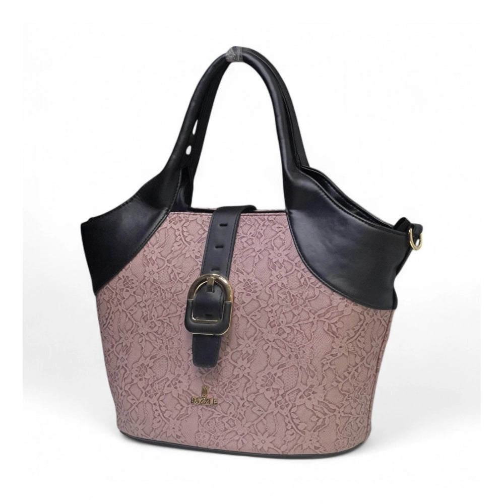 Women's Textured Two Tone Tote Handbag — Purple