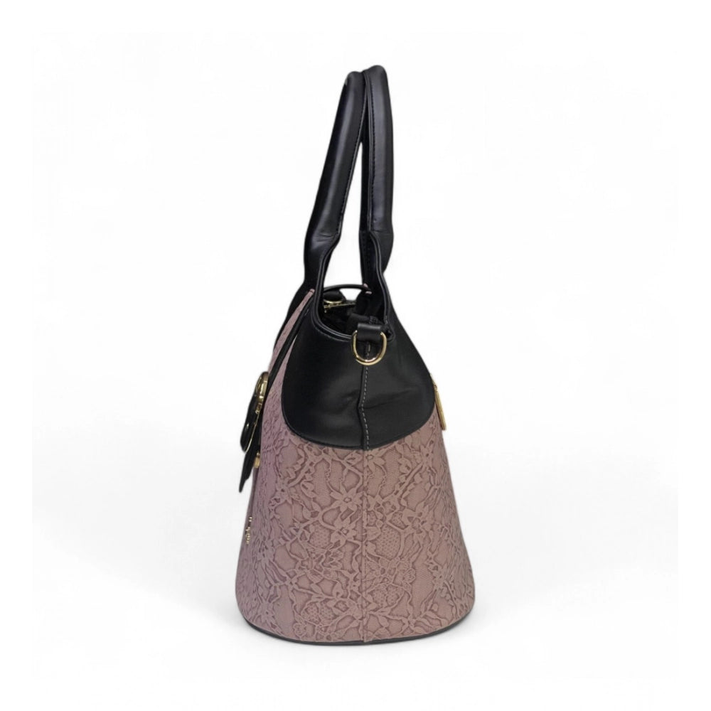 Women's Textured Two Tone Tote Handbag — Purple
