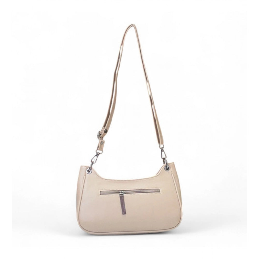 Women's Floral Embroidered Crossbody Sling Bag — Beige