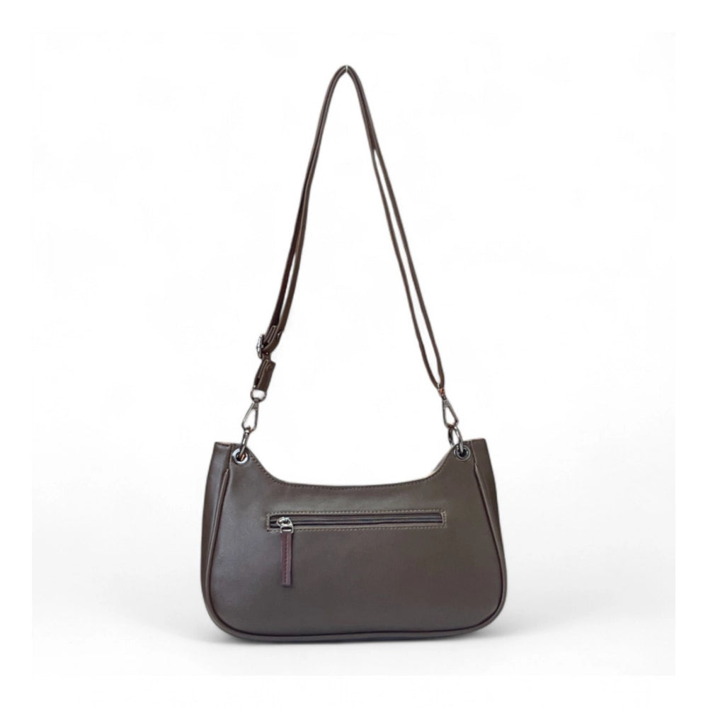 Women's Floral Embroidered Crossbody Sling Bag — Dark Brown · 2823