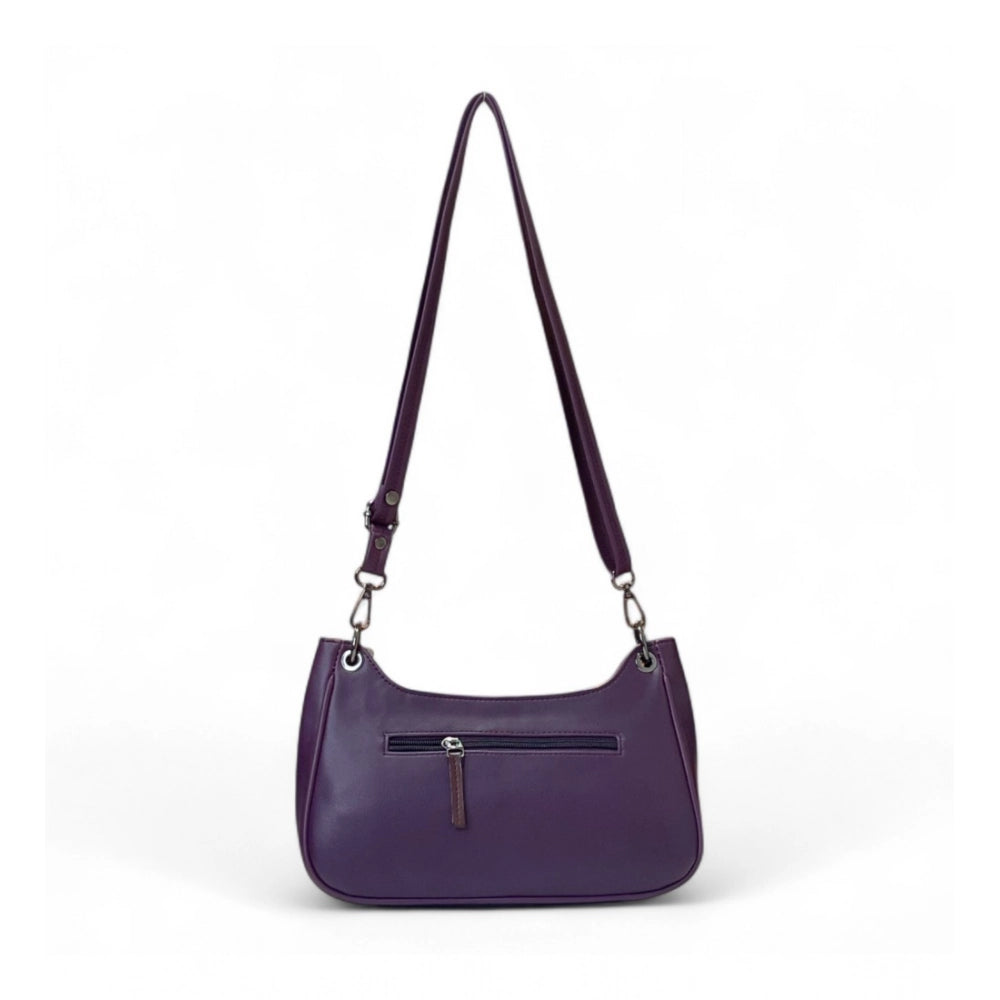Women's Floral Embroidered Crossbody Sling Bag — Purple