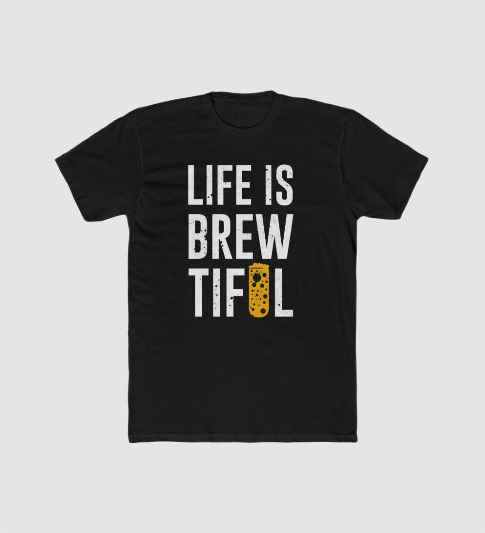 Men's Printed Round Neck Short Sleeve T-Shirt — Black · 67920