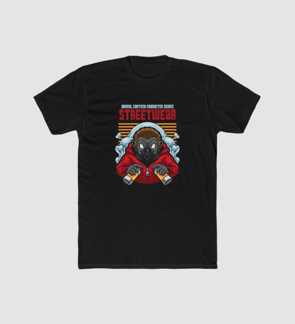 Men's Printed Round Neck Short Sleeve T-Shirt — Black · 67948