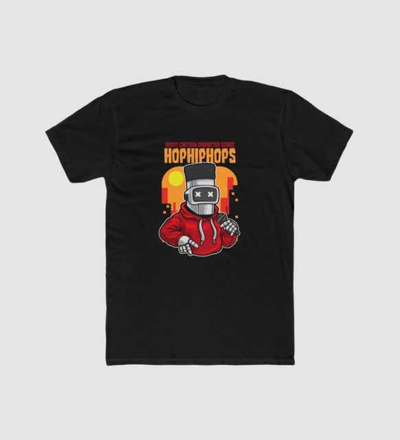 Men's Printed Round Neck Short Sleeve T-Shirt — Black · 67949