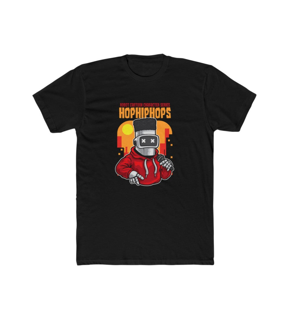Men's Printed Round Neck Short Sleeve T-Shirt — Black · 67949