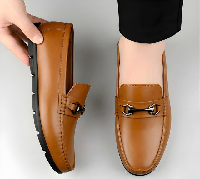 Men's Synthetic Leather Solid Slip-On Casual Loafers — Tan